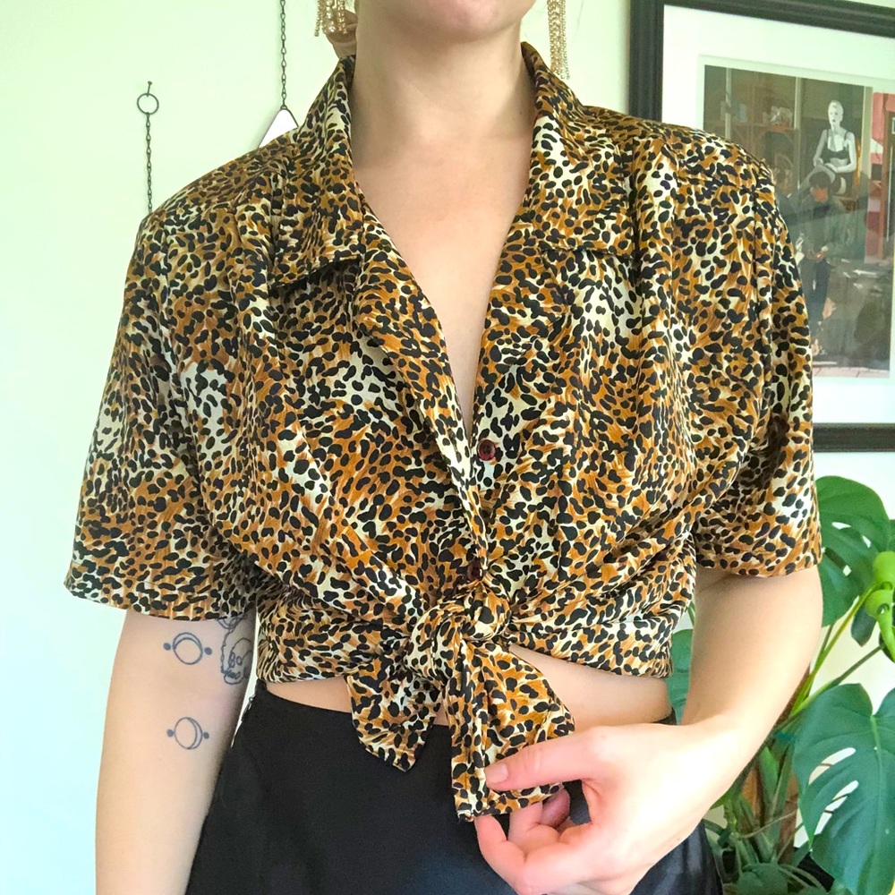 90s Leopard Print Blouse